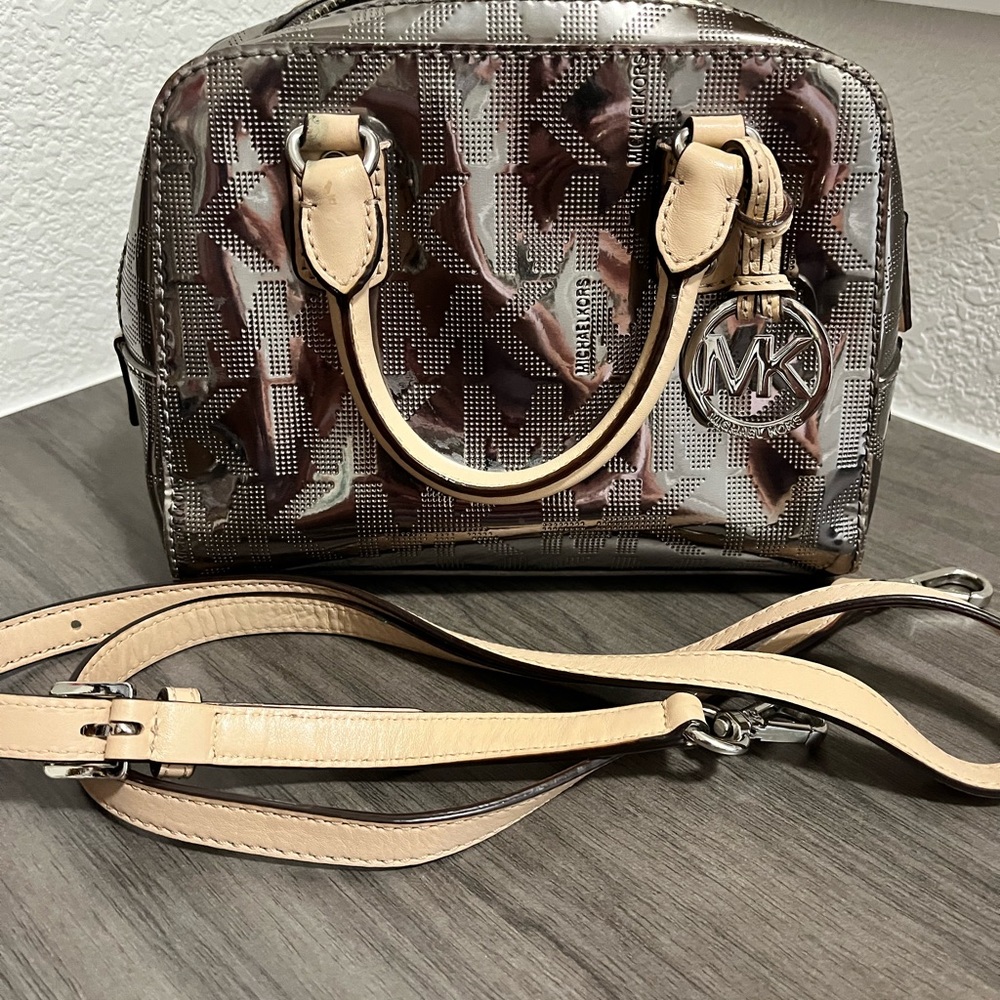 Michael Kors Brown and Cream Crossbody Bag